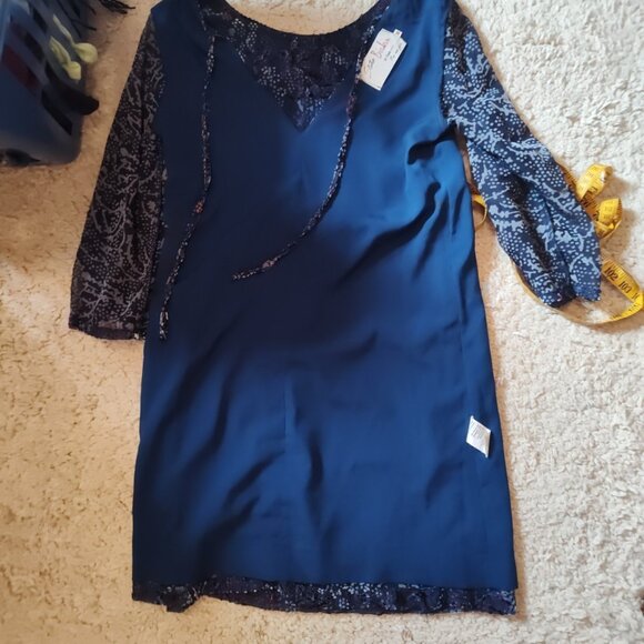 Studio Birkin Dress Made in France Carolina Fully Lined Sz M Laser Velvet - Picture 6 of 11